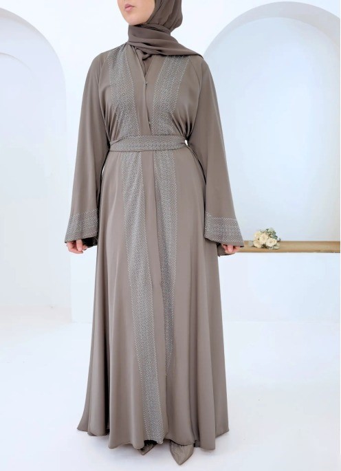 luxury flared dubai abaya jumeirah lines old pink